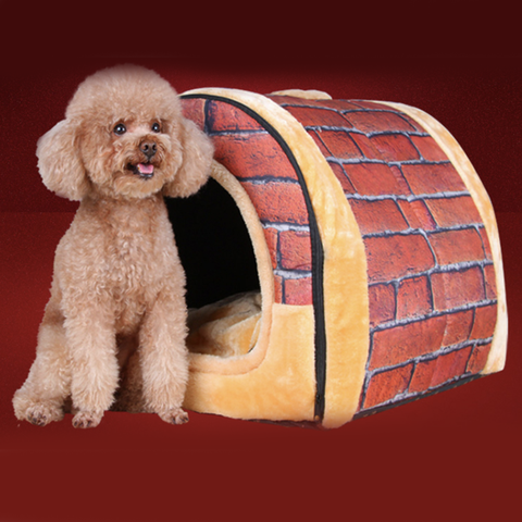 Pet House Foldable Bed With Mat Soft Winter Dog Puppy Sofa Cushion House Dog Cat Bed For Small Medium Dogs