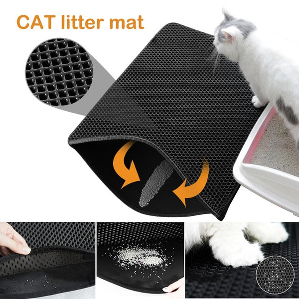 HOT READY STOCK Double Layer Cat Litter Mat Trapping Mat