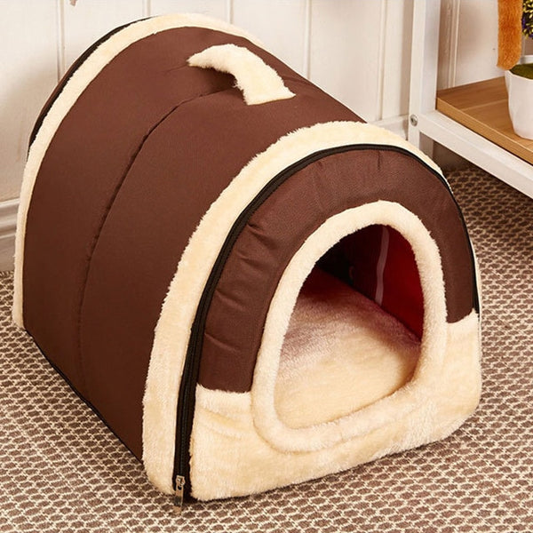 Pet House Foldable Bed With Mat Soft Winter Dog Puppy Sofa Cushion House Dog Cat Bed For Small Medium Dogs