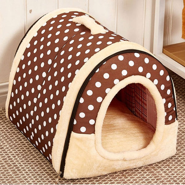 Pet House Foldable Bed With Mat Soft Winter Dog Puppy Sofa Cushion House Dog Cat Bed For Small Medium Dogs