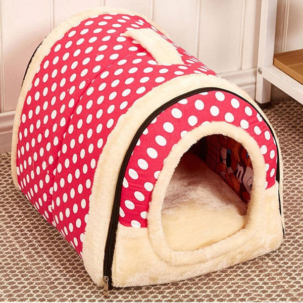 Pet House Foldable Bed With Mat Soft Winter Dog Puppy Sofa Cushion House Dog Cat Bed For Small Medium Dogs