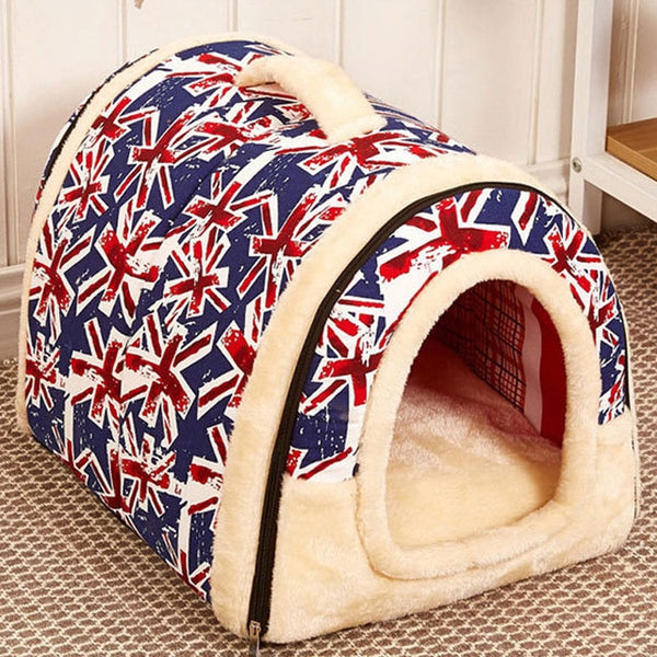 Pet House Foldable Bed With Mat Soft Winter Dog Puppy Sofa Cushion House Dog Cat Bed For Small Medium Dogs