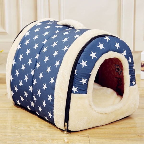 Pet House Foldable Bed With Mat Soft Winter Dog Puppy Sofa Cushion House Dog Cat Bed For Small Medium Dogs